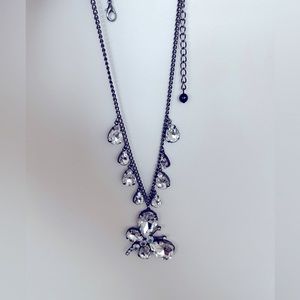Beautiful butterfly necklace and earring set w/ clear and multi colored crystals